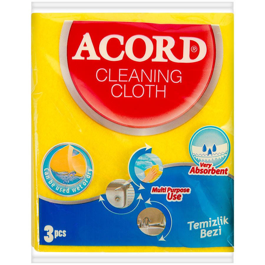 Acord 3'lü Temizlik Bezi 35x38 cm (1 Paket)