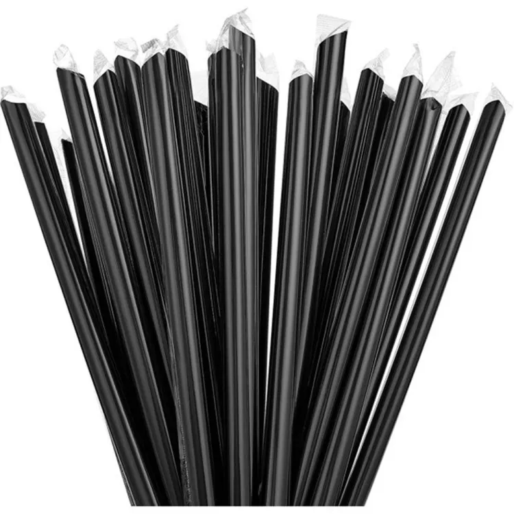 Bubble Tea Pipet Siyah Kesik Tekli Jelatinli ( 50 li x 50 Paket )