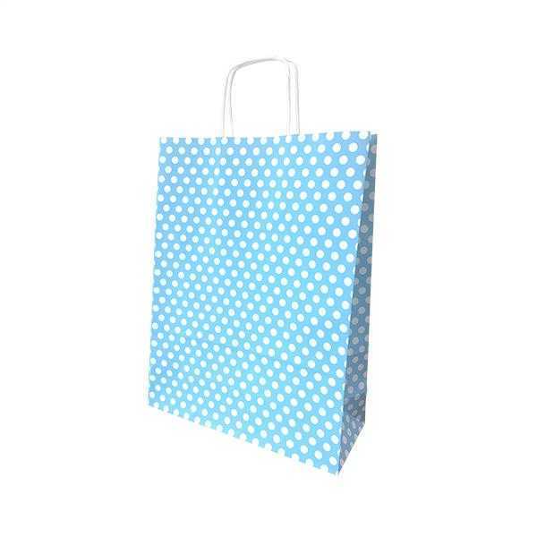 Büküm Saplı Kağıt Çanta Puantiyeli 25x30x12 cm ( 100 Adet )