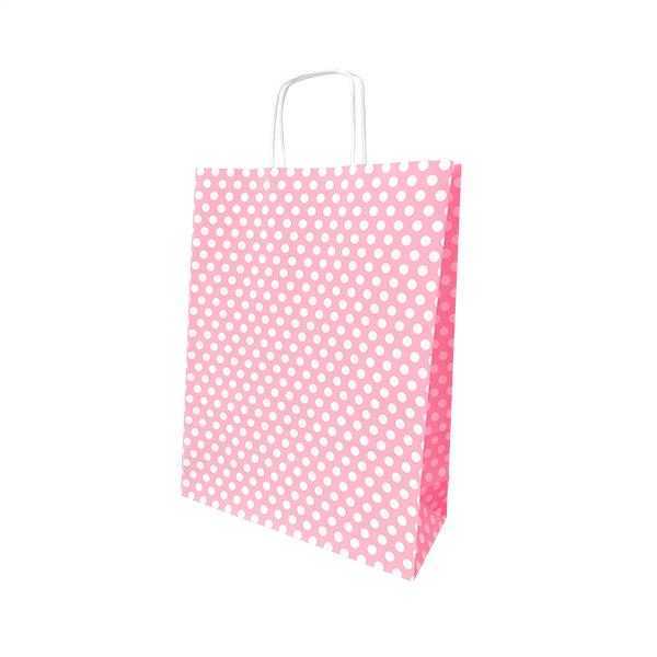 Büküm Saplı Kağıt Çanta Puantiyeli 25x30x12 cm ( 100 Adet )